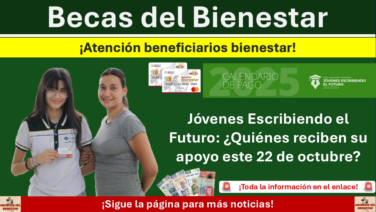 Jóvenes Escribiendo el Futuro: ¿Quiénes reciben el pago de $1,900 pesos este 22 de octubre?
