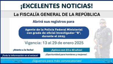 La Fiscalía General de la República abrirá registros para desempeñarse como Policía Federal Ministerial con grado de Oficial Investigador “B” ¡Estos son los requisitos!