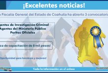 La Fiscalía General del Estado de Coahuila ha lanzado su convocatoria para Agentes de Investigación Criminal, Agentes del Ministerio Público y Peritos ¡Beca de capacitación de 8 mil pesos!