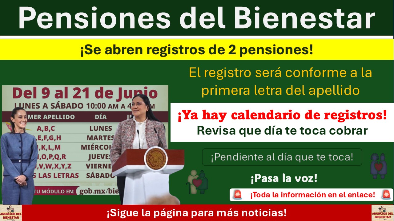 La Pensión Mujeres y Pensión Adultos Mayores abren registro ¡Este es el calendario de inscripciones del 9 al 21 de junio! 1 La Pensión Mujeres y Pensión Adultos Mayores abren registro ¡Este es el calendario de inscripciones del 9 al 21 de junio!