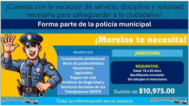 La Policía preventiva municipal en Morelos está ofreciendo un sueldo de hasta $10,975.00 a aspirantes con Bachillerato y 35 años ¡Estos son los requisitos para el municipio de Cuautla!