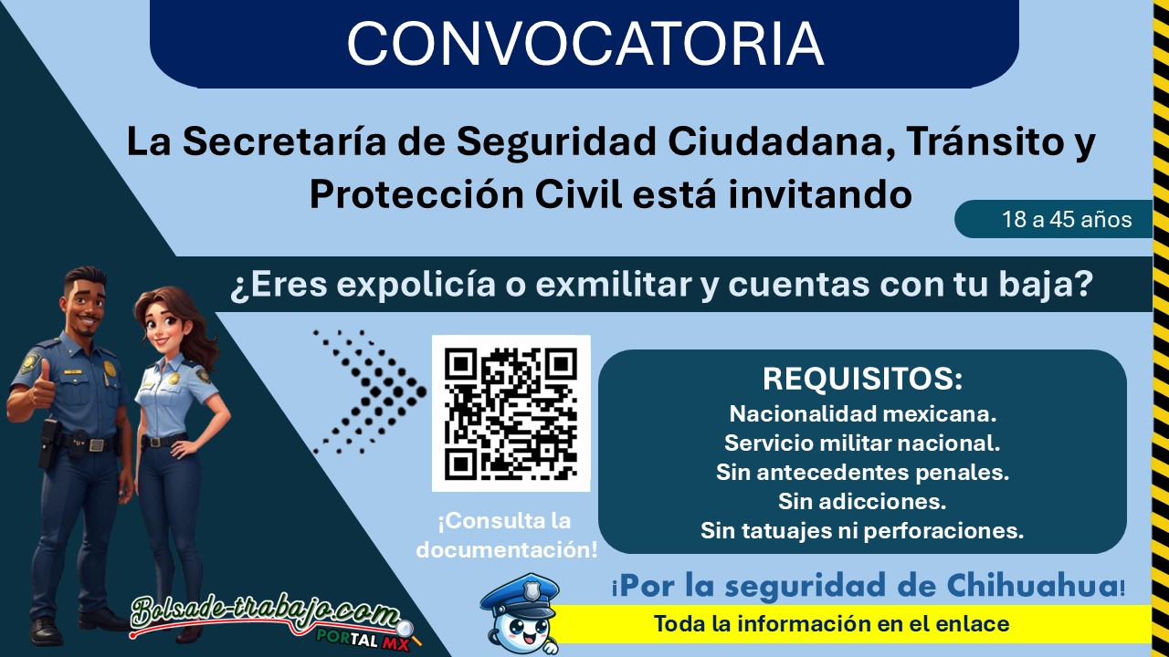 La Secretaría de Seguridad Ciudadana, Tránsito y Protección Civil de Atempan, Chihuahua lanzó su convocatoria de reclutamiento ¡Estos son los requisitos! 1 La Secretaría de Seguridad Ciudadana, Tránsito y Protección Civil de Atempan, Chihuahua lanzó su convocatoria de reclutamiento ¡Estos son los requisitos!