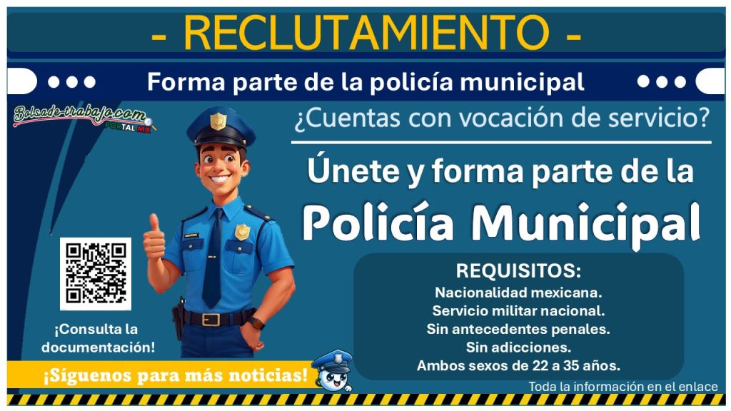 La Secretaría de Seguridad Pública de Jiutepec, Morelos lanzó su convocatoria de reclutamiento policial ¡Aplica a la policía municipal con hasta 35 años!