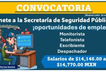 La Secretaría de Seguridad Pública de Nuevo León ofrece empleos con sueldos de $14,146.00 a $$14,770.00 MXN, conoce que puestos hay y como aplicar en el municipio reclutador