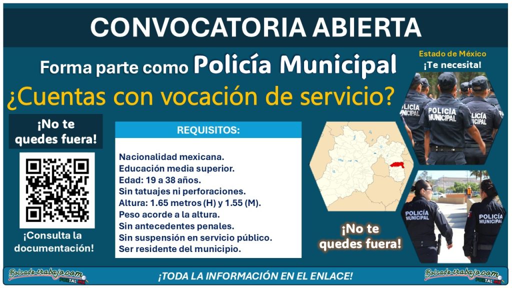 La policía municipal de Ixtapaluca, Estado de México ha lanzado su convocatoria de reclutamiento, conoce los requisitos y documentos solicitados por ese municipio