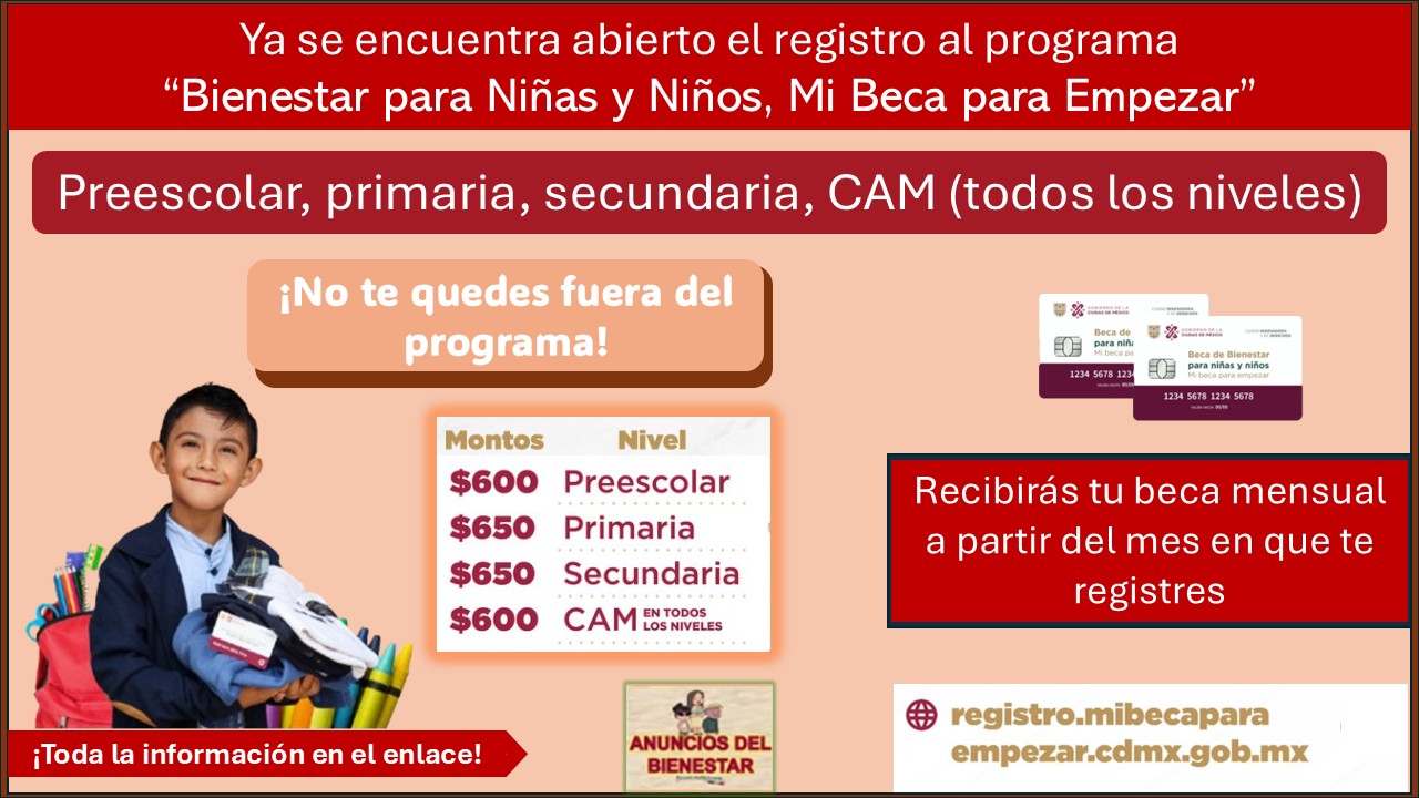 Mi Beca para Empezar - ¡Ya hay fecha de registro para este apoyo mensual! Conoce toda la información y no quedes fuera del programa de la CDMX