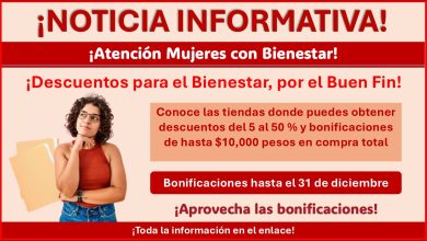 Mujeres con Bienestar - ¡Descuentos para el Bienestar! Conoce las tiendas donde puedes obtener descuentos del 5 al 50 % y bonificaciones de hasta $10,000 pesos en compra total por el Buen Fin