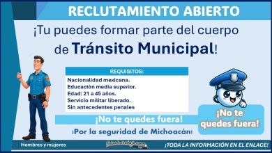 Oportunidad de empleo en Michoacán: Convocatoria policial de Taretan ¡Esto necesitas para aplicar al cuerpo de tránsito municipal con hasta 45 años!