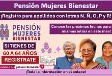 PENSIÓN MUJERES BIENESTAR | ¡Registro para apellidos con letras N, Ñ, O, P, Q, R este 7 de agosto!