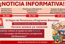 Pago de pensiones y programas del Bienestar - ¿Quiénes cobran en esta tercera semana del 19 al 22 de noviembre?