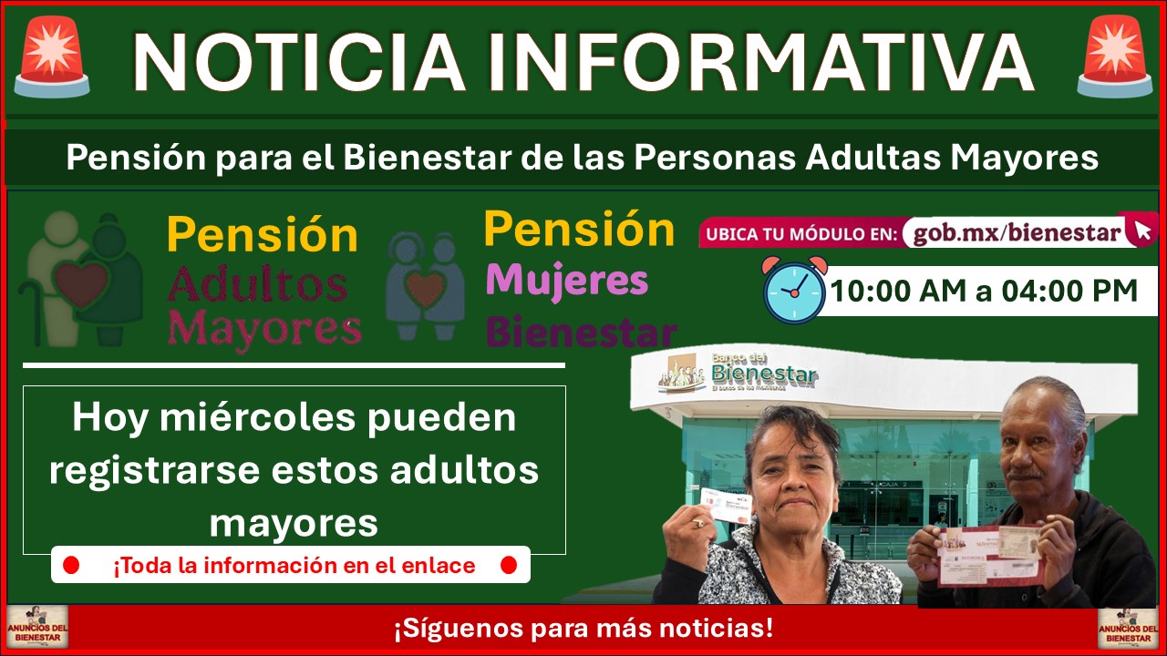 Pensión Adulto Mayor y Pensión Mujeres Bienestar: Hoy miércoles pueden registrarse estos adultos mayores ¡Lleva estos documentos! 1 Pensión Adulto Mayor y Pensión Mujeres Bienestar: Hoy miércoles pueden registrarse estos adultos mayores ¡Lleva estos documentos!