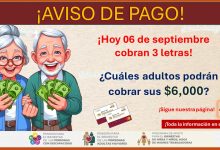 Pensión Adulto Mayor - ¡Hoy 06 de septiembre cobran 3 letras! ¿Cuáles adultos podrán cobrar sus $6,000?