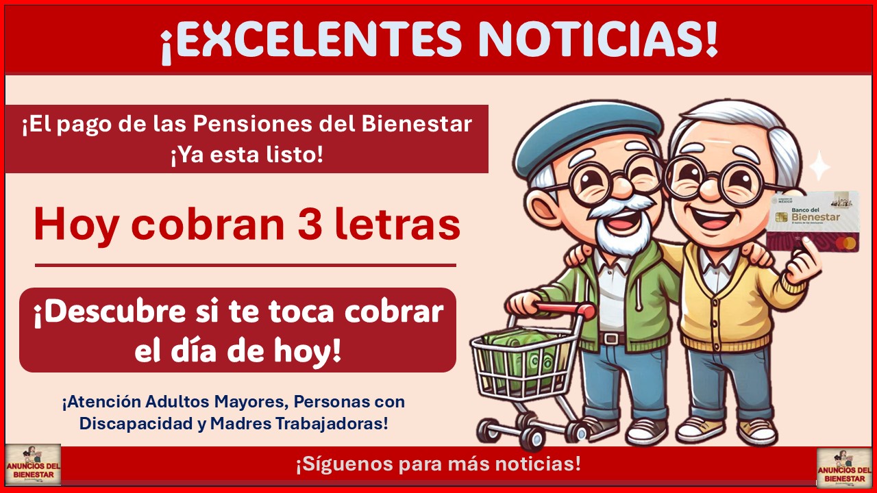 Pensión Bienestar: Hoy cobran 3 letras ¡Descubre si te toca cobrar el día de hoy!