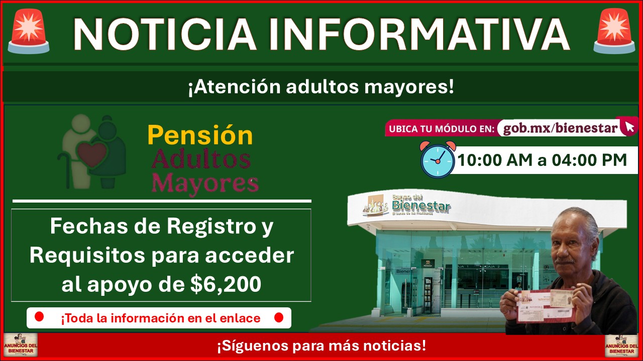 Pensión Bienestar para Hombres: Fechas de Registro y Requisitos para acceder a los 6,200 Pesos Bimestrales
