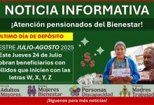 Pensiones del Bienestar: Este Jueves 24 de Julio cobran beneficiarios con apellidos que inicien con las letras W, X, Y y Z