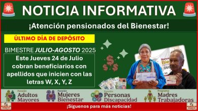 Pensiones del Bienestar: Este Jueves 24 de Julio cobran beneficiarios con apellidos que inicien con las letras W, X, Y y Z