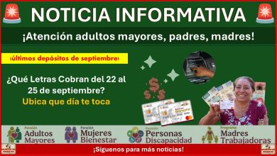 Pensiones del Bienestar: ¿Qué Letras Cobran del 22 al 25 de septiembre? | Últimos Días de Pago del Bimestre