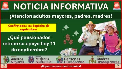 Pensiones del Bienestar: ¿Qué pensionados retiran su apoyo hoy 11 de septiembre?