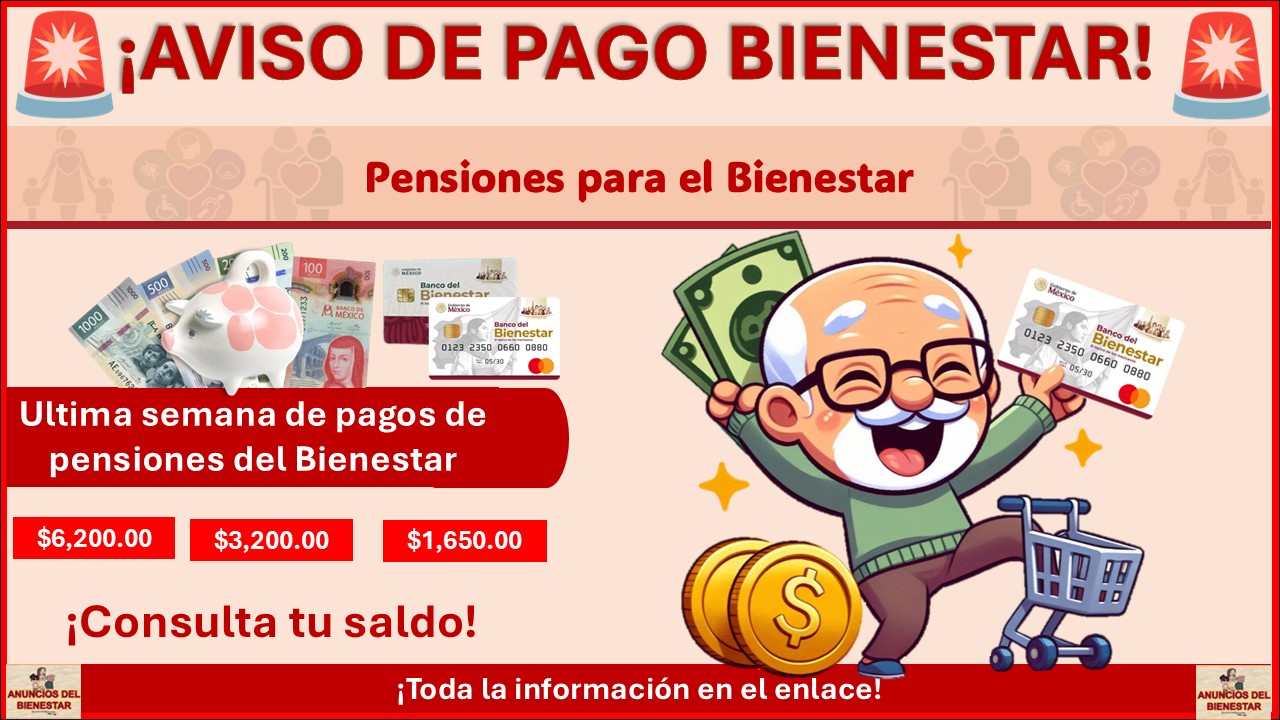 Pensiones para el Bienestar: Última semana de pagos ¡Estos son las letras y los días!