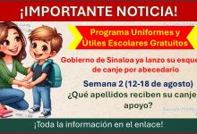 Programa Uniformes y Útiles Escolares Gratuitos – Semana 2 (12-18 de agosto) ¿Qué apellidos reciben su canje de apoyo?