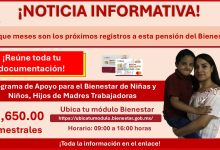 Programa de Apoyo para el Bienestar de Niñas y Niños, Hijos de Madres Trabajadoras - ¿En que meses son los próximos registros a esta pensión del Bienestar?