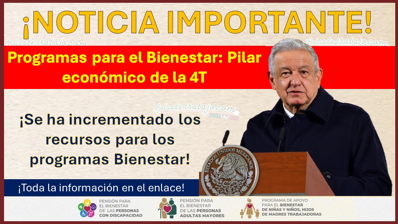 Programas para el Bienestar se han convertido en uno de los 4 pilares económicos de la 4T ¡Se ha incrementado los recursos para los programas Bienestar!