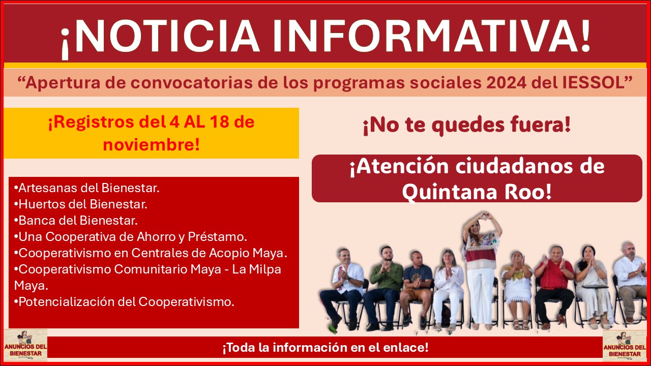 Quintana Roo abre convocatoria para participar en los programas de economía solidaria ¡Registros del 4 AL 18 de noviembre! Esto se sabe