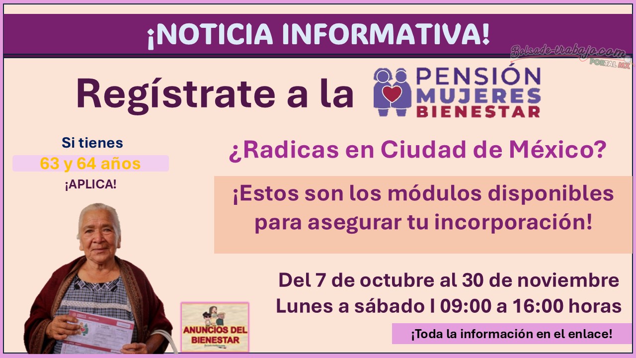 Realiza tu registro para la Pensión Mujeres Bienestar en CDXM - ¡Estos son los módulos disponibles para asegurar tu incorporación!