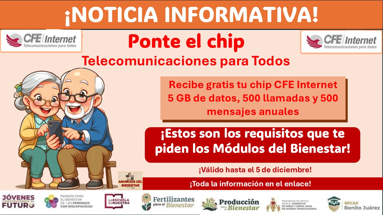 Recibe de forma gratuita el chip de conectividad gratuito CFE Internet ¡Estos son los requisitos que te piden los Módulos del Bienestar!