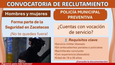 Reclutamiento a la policía municipal preventiva de Sombrerete, Zacatecas para expolicías y exmilitares ¡Estudios mínimos de Bachillerato y hasta 38 años!