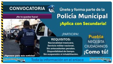 Reclutamiento policial de Zihuateutla, Puebla: ¡Puedes aplicar con Secundaria y hasta 39 años!