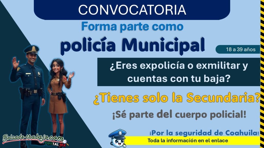 Reclutamiento policial en Acuña, Coahuila: Aplica para policía municipal con hasta 39 años y Secundaria