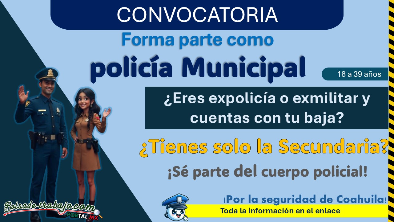 Reclutamiento policial en Acuña, Coahuila: Aplica para policía municipal con hasta 39 años y Secundaria 1 Reclutamiento policial en Acuña, Coahuila: Aplica para policía municipal con hasta 39 años y Secundaria