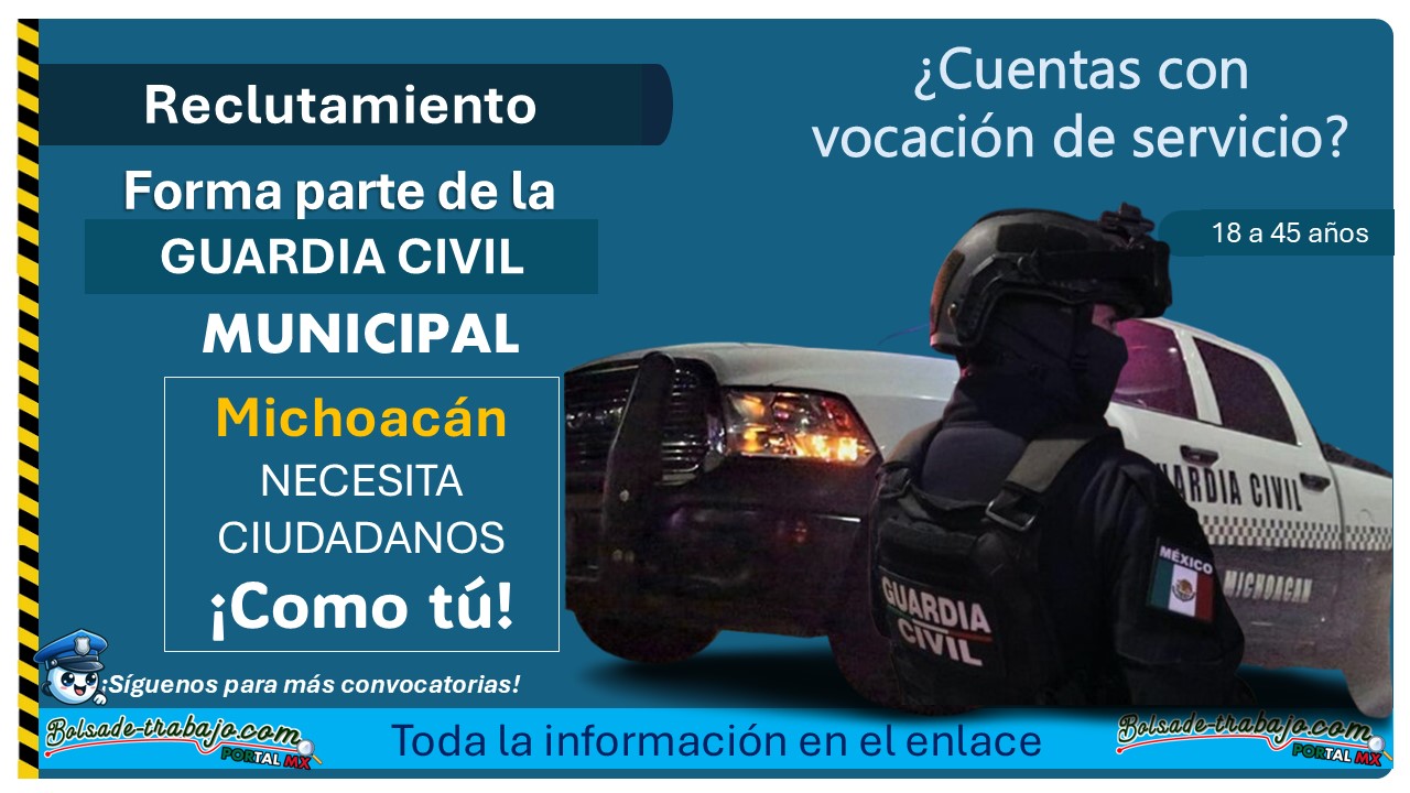 Reclutamiento policial en Huaniqueo, Michoacán: Aplica con Secundaria y hasta 45 años en la guardia civil municipal 1 Reclutamiento policial en Huaniqueo, Michoacán: Aplica con Secundaria y hasta 45 años en la guardia civil municipal