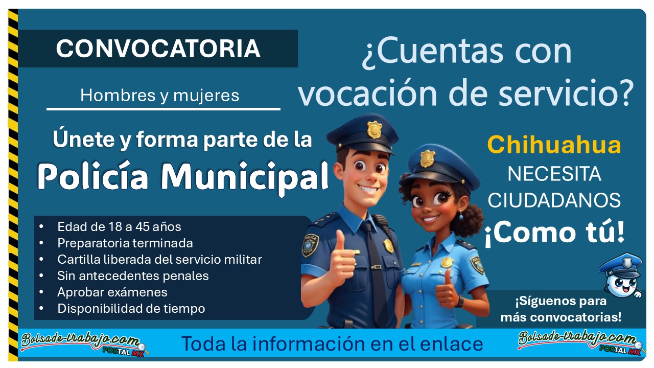 Reclutamiento policial en Julimes, Chihuahua: Convocatoria abierta ¡Estos son los requisitos para aspirantes de hasta 45 años! 1 Reclutamiento policial en Julimes, Chihuahua: Convocatoria abierta ¡Estos son los requisitos para aspirantes de hasta 45 años!