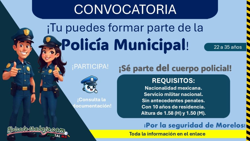 Reclutamiento policial en Morelos, estos son los requisitos solicitados por el municipio de Axochiapan ¡Aplica con Bachillerato!