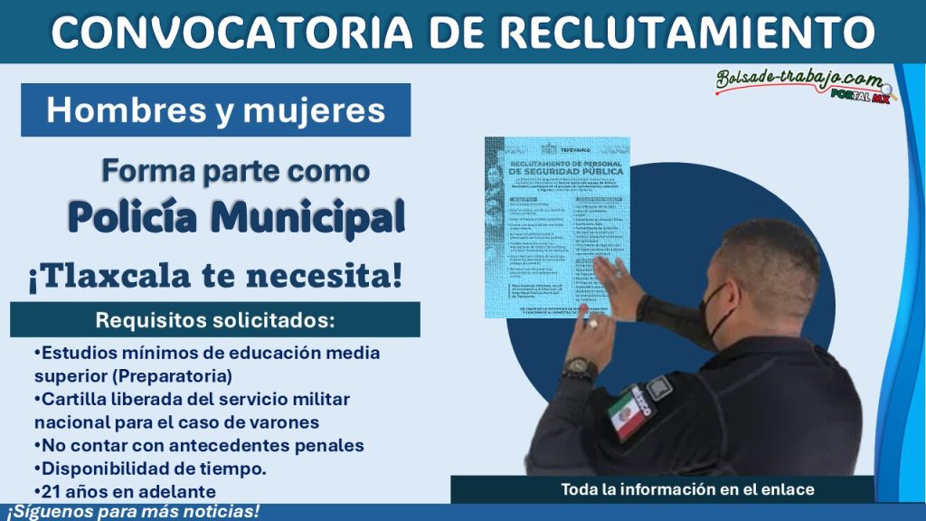 Reclutamiento policial en Tepeyanco, Tlaxcala: Forma parte de la policía municipal con estos requisitos y documentos