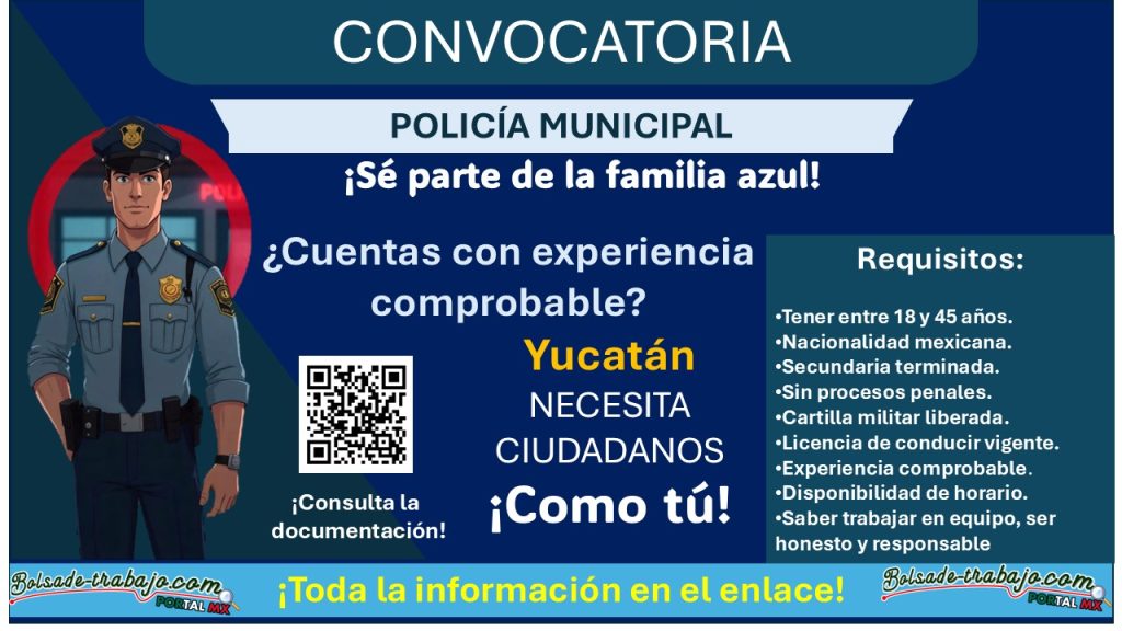 Reclutamiento policial en Yucatán con Secundaria: Convocatoria completa del municipio de Mama ¡Estos son los requisitos para aplicar con hasta 45 años!
