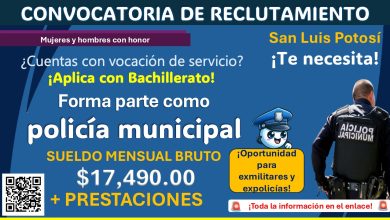 Salario de $17,490.00 está ofreciendo el municipio de Zaragoza, San Luis Potosí ¡Aplica con estudios mínimos de Bachillerato para ser policía municipal!