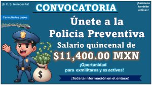 Seguridad Pública Los Cabos ofrece convocatoria de reclutamiento ofreciendo vacantes laborales como policía preventivo con atractivo sueldo de $11,400.00 MXN quincenales ¡Oportunidad para ex activos y exmilitares!