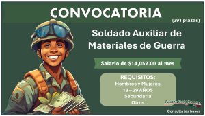 ¿Te interesa desempeñarte como Soldado Auxiliar de Materiales de Guerra, teniendo solo la Secundaria? Hay 391 plazas ¡Aquí te informamos como aplicar!