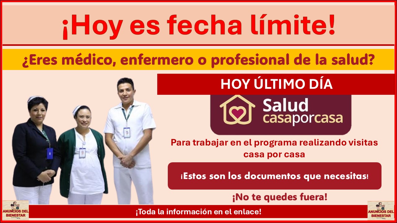 Último llamado para enfermeros y médicos para ser parte del programa “Salud casa por casa” ¡Estos son los documentos que necesitas!