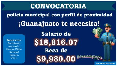 Únete a la Secretaría de Seguridad Ciudadana de San Francisco del Rincón en Guanajuato como policía municipal de proximidad recibiendo salario mensual de $18,816.07 y apoyo de beca de $9,980.00
