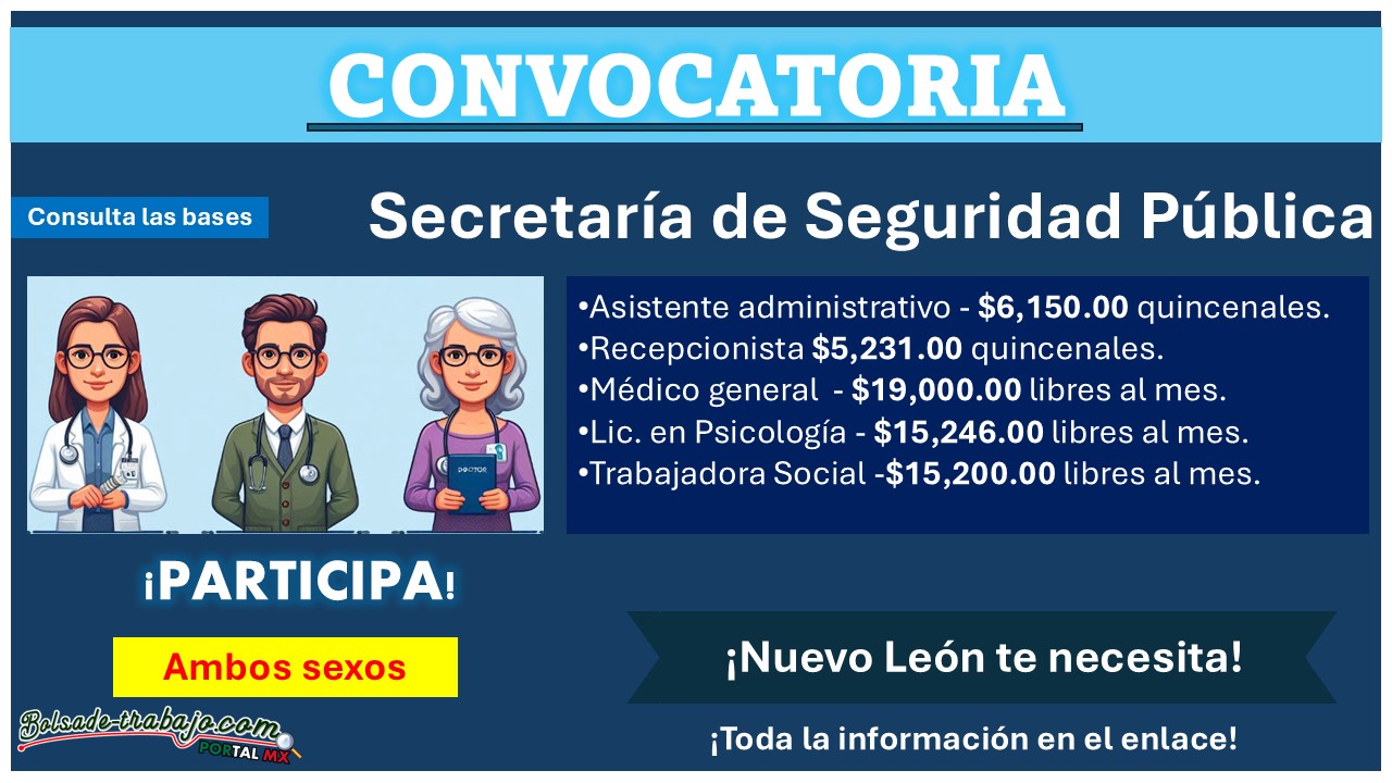 Únete a la Secretaría de Seguridad Pública de Pesquería, Nuevo León ¡Varias vacantes! - Sueldos desde $6,150.00 quincenales hasta $19,000 libres al mes - Aquí te brindamos toda la información