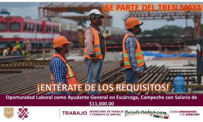 Empleo para Ayudante General en Escárcega, Campeche