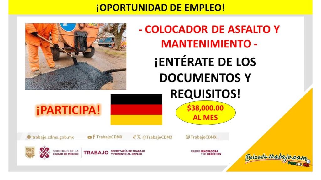 Convocatoria Colocador de Asfalto y Mantenimiento, Alemania