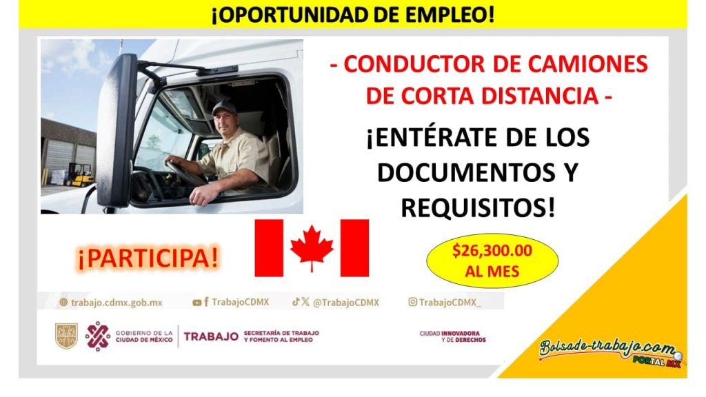 Empleo como Conductor de Camiones de Corta Distancia en Canadá