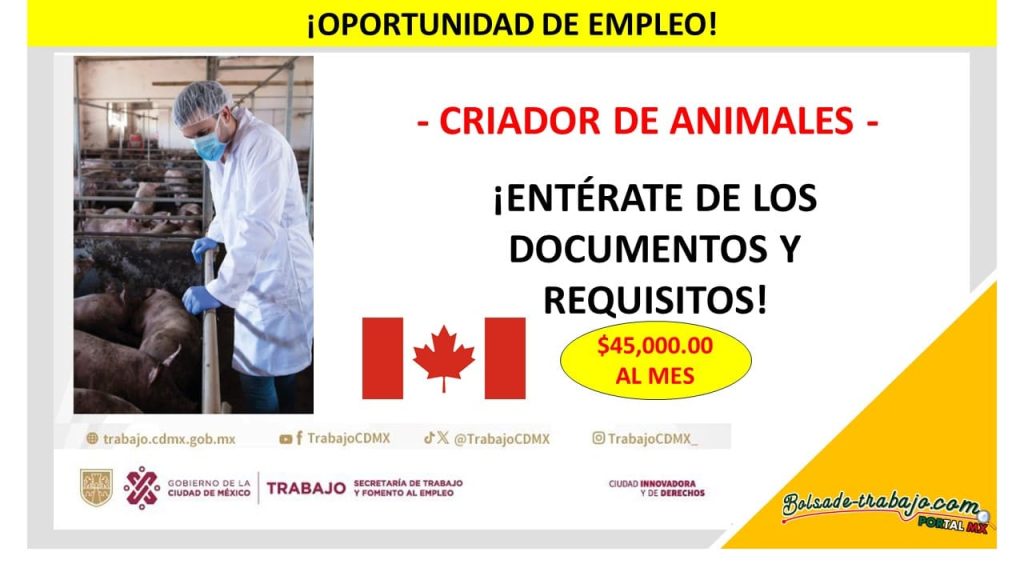 Convocatoria Criador de Animales en Canadá