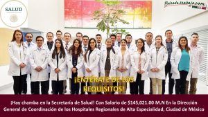 Empleo en Dirección General de Coordinación de los hospitales Regionales de Alta Especialidad, Ciudad de México