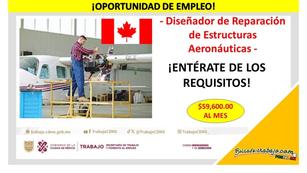 Empleo para Diseñador de Reparación de Estructuras Aeronáuticas en Empresa Canadiense